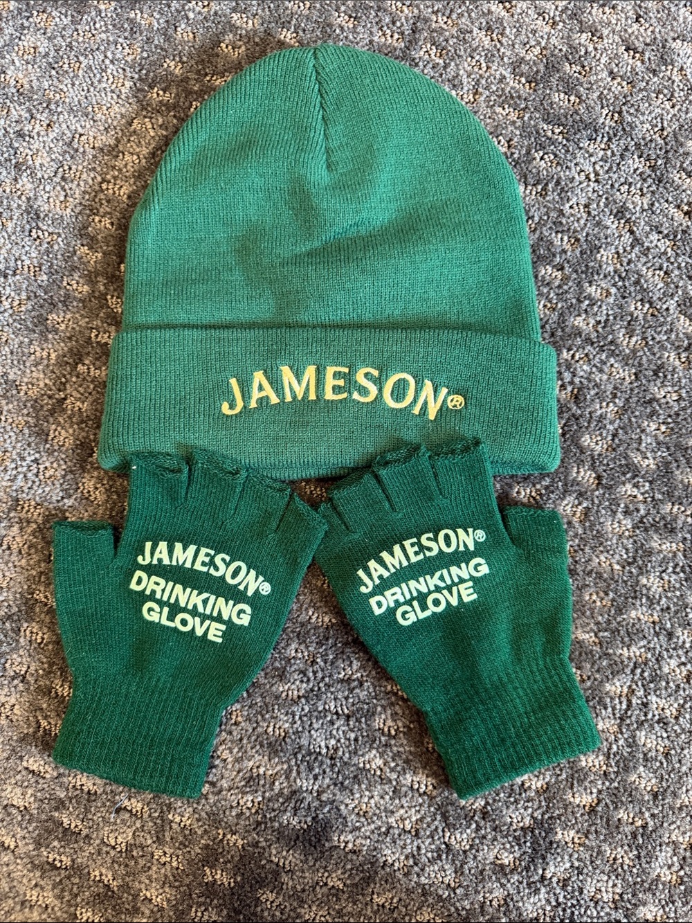 Jameson Green Beanie and Fingerless Gloves Set
